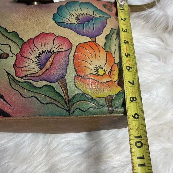 Anuschka Hand Painted Leather Medium Tote Floral Double Handle. - Picture 7 of 15